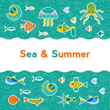 Deniz canlıları ile vektör arka plan