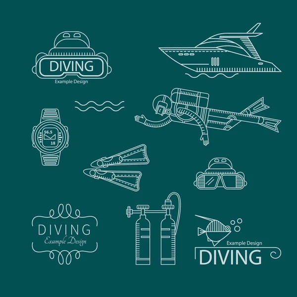 Icon collection diving — Stock Vector
