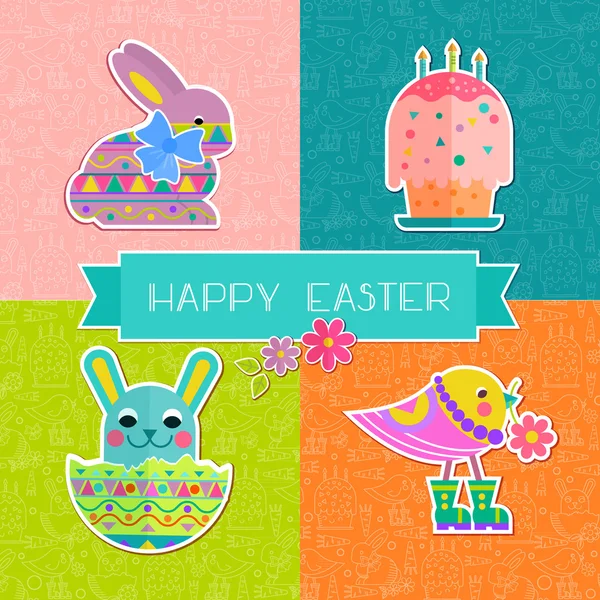 Happy Easter sticker vector icons — Stock Vector