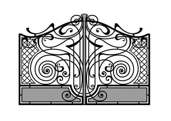 Black Forged Lattice Gate Vector Image Iron Work Concept — Stock Vector