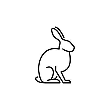 Hare vektör simgesi. Tavşan çizimi. Vahşi hayvan işareti.