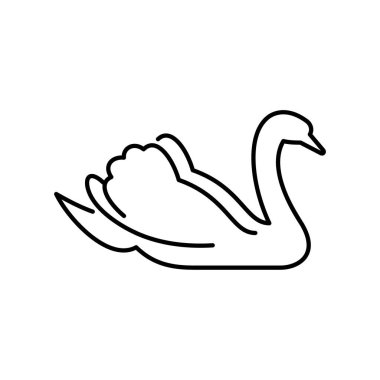 Kuğu vektör simgesi. Vahşi kuş çizimi. Kabartma işareti.