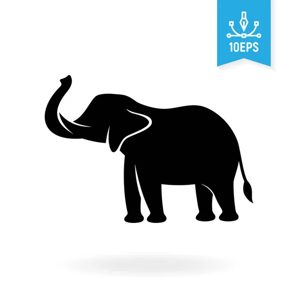Elefantblak Siluett Vektor Illustration Ikonen För Vilda Djur — Stock vektor