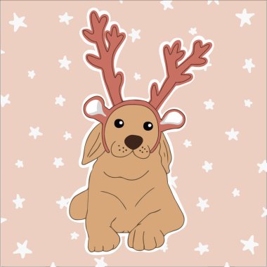 Geyik boynuzları olan, altın renginde, güzel, büyük bir köpeğin taşıyıcısı. Güzel bir geçmişi var..