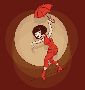 Pin-up karikatür şirin ropewalker