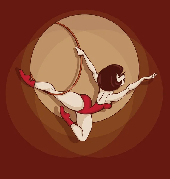 Pin up cute cartoon luchtfoto ring kunstenaar — Stockvector