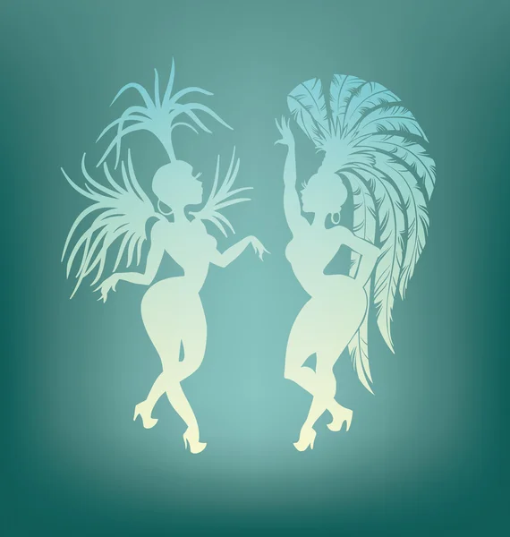 Samba koningin dansende silhouet — Stockvector