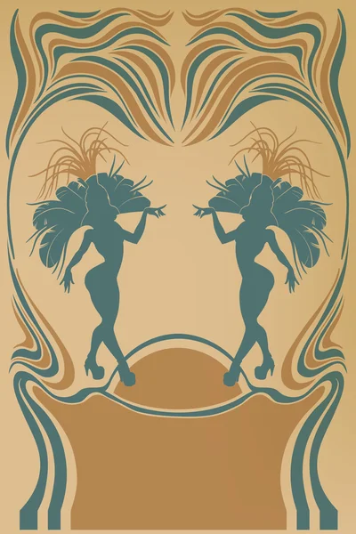 Cabaret เหล้าองุ่น affiche กับ samba พระราชินี — ภาพเวกเตอร์สต็อก