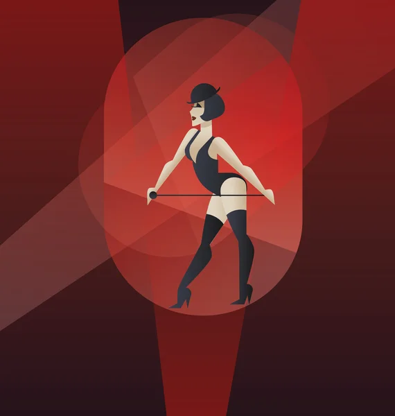 Art Deco poster design cabaret burlesque dancer — Stock Vector