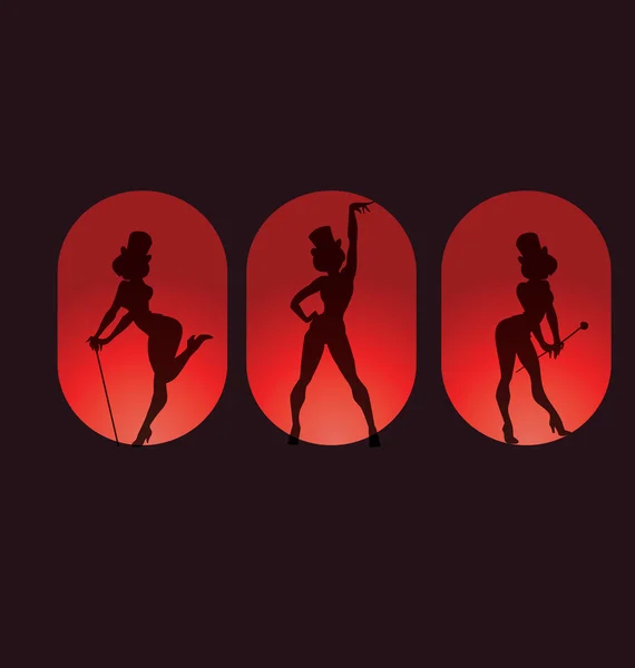 Diseño de póster con silueta cabaret burlesque — Vector de stock