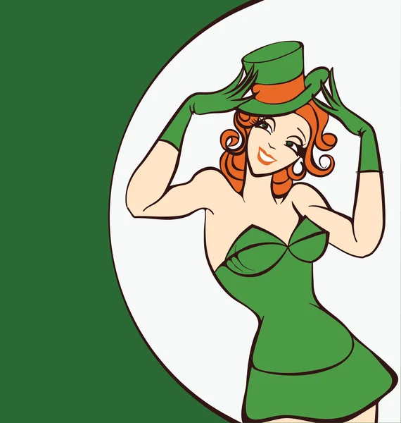 Mulher sorridente Leprechaun —  Vetores de Stock