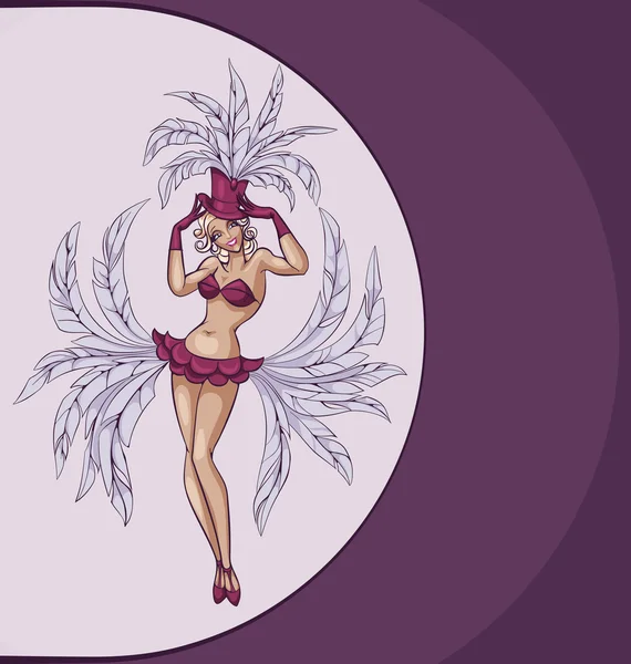 Cabaret sonriente o bailarina burlesca posando — Vector de stock