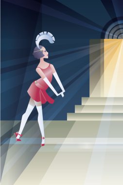 Roaring 20s poster with flappers near club night clipart