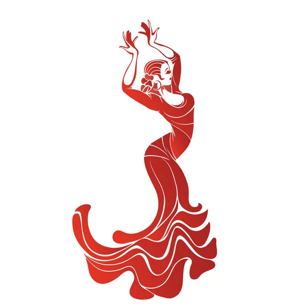 Jeune femme passionnée dansant le flamenco — Image vectorielle