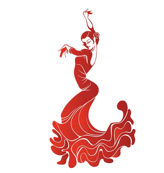 Jonge gepassioneerde vrouw flamenco dansen — Stockvector