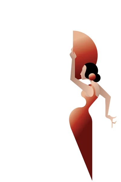 Styled silhouette Spain Flamenco dancer — Stock Vector