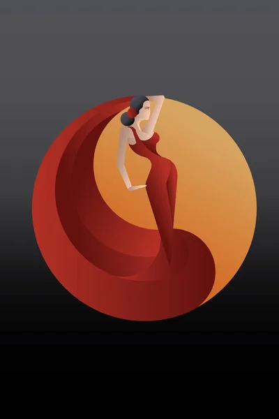 Estilo España Bailarina de flamenco — Vector de stock