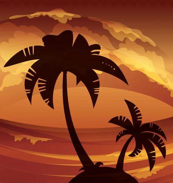 熱帯海洋島風景 — ストックベクタ