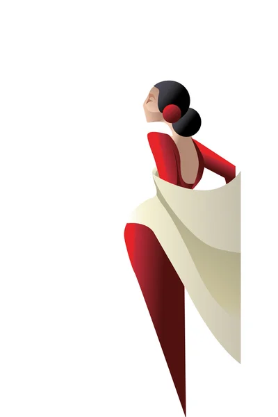 Silhueta de estilo Espanha Flamenco dançarina — Vetor de Stock