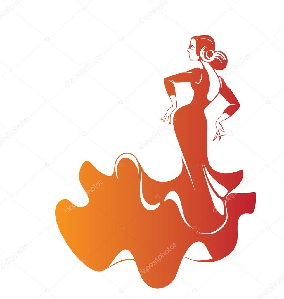 Silhouette flamenco dancer expressive pose