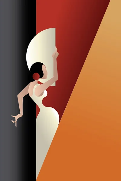 Art Deco con estilo España Bailarina de flamenco — Vector de stock