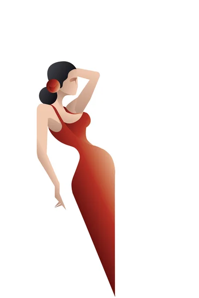 Styled silhouette Spain Flamenco dancer — Stock Vector