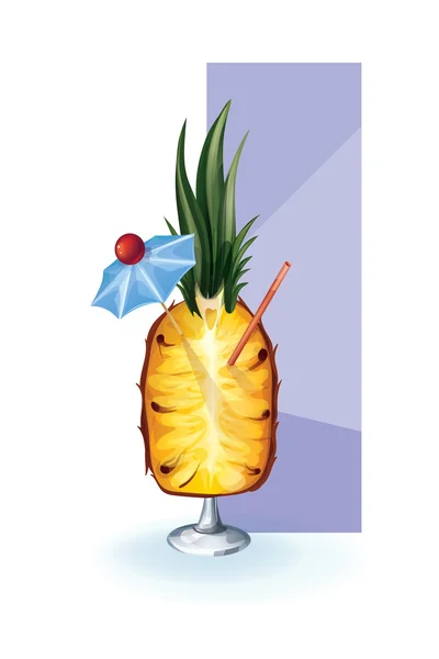 Décor de cocktail style fruits exotiques — Image vectorielle