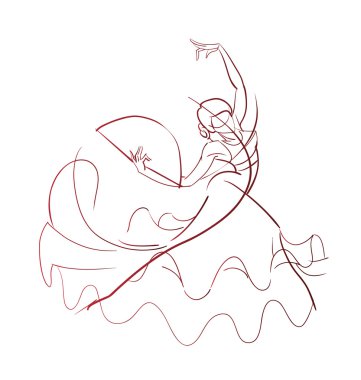 Çizim flamenko dansçısı ifade poz jest