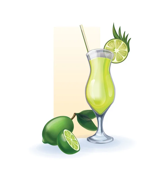 Citron vert dans un gobelet de jus, cocktail, smoothie — Image vectorielle