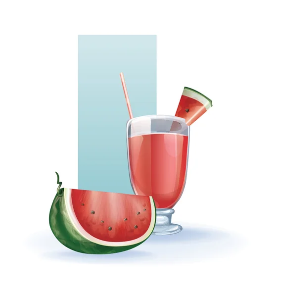 Wassermelone im Becher mit Saft, Cocktail, Smoothie — Stockvektor