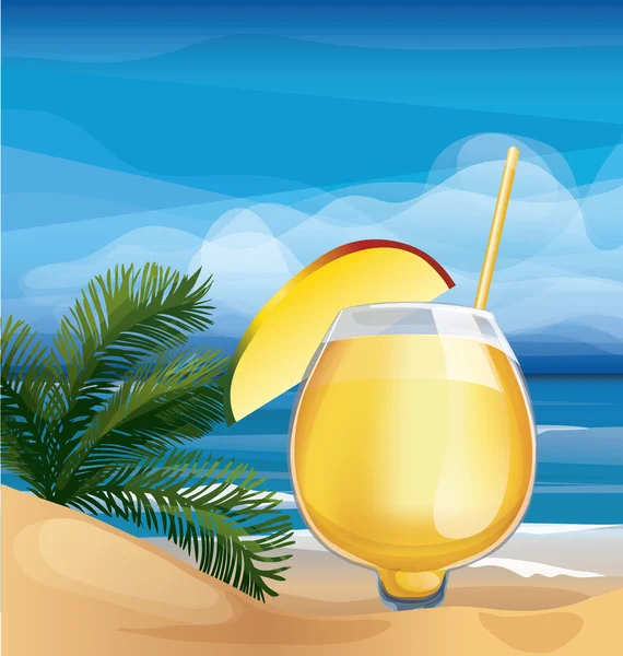 Cocktail exotique tropical sur la plage de l'océan — Image vectorielle