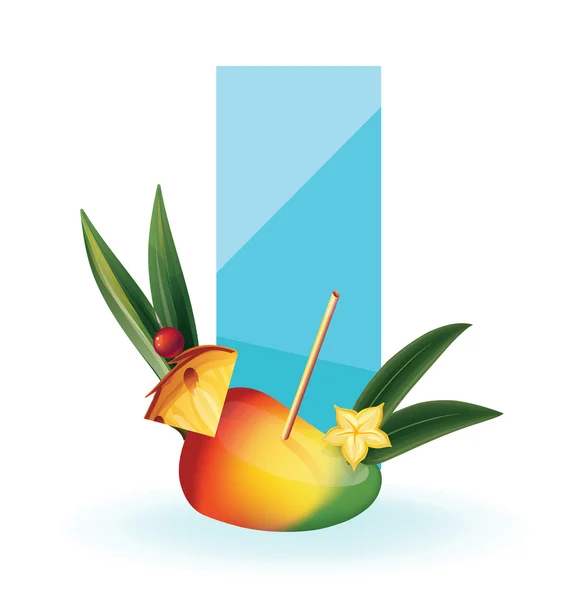 Tranche de fruits exotiques décorée comme un cocktail — Image vectorielle