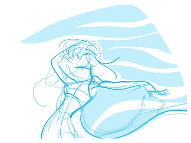 genç kadın bohem şık kıyafet, jest kroki