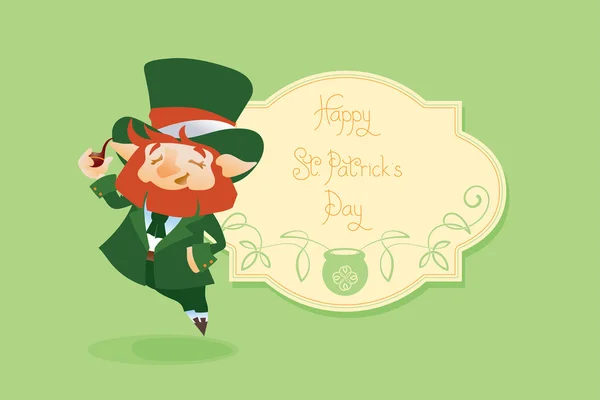 Gelukkig Saint Patrick Day gratters Leprechaun — Stockvector