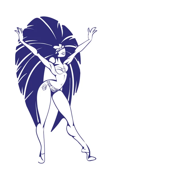 Silueta diseño de baile samba reina — Vector de stock