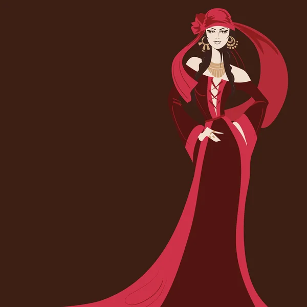 Цветочная богемная шикарная хиппи-девушка — стоковый вектор