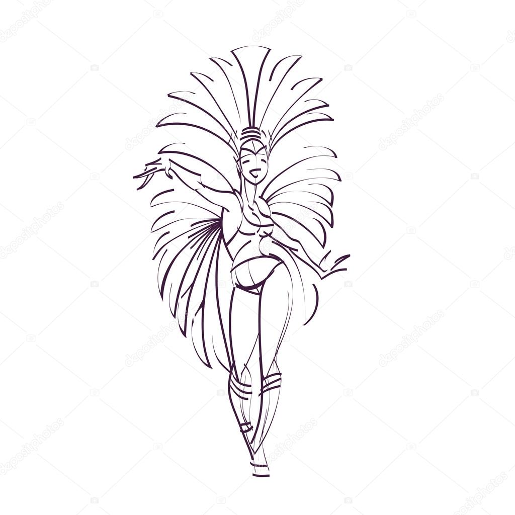 flat geometric design of dancing samba queen