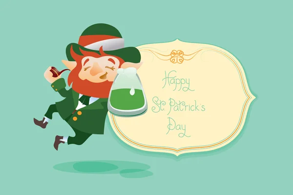 Happy Saint Patrick Day gratters Leprechaun — Stock Vector