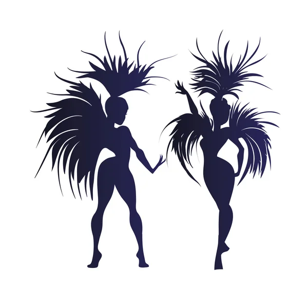 Flat geometric design of dancing samba queen — Stock Vector