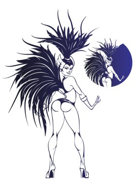 samba Kraliçe dans düz geometrik tasarım