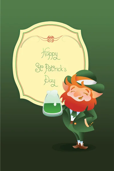 Feliz día de San Patricio felicitaciones Duende — Vector de stock