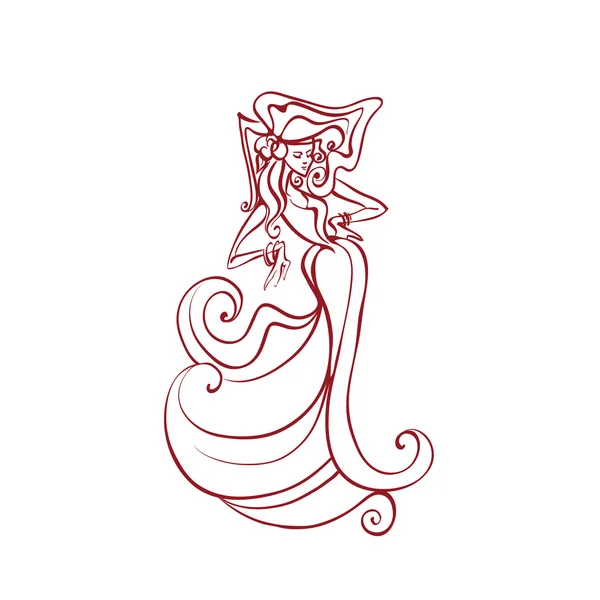 Illustration de travail en ligne de la danseuse de flamenco — Image vectorielle