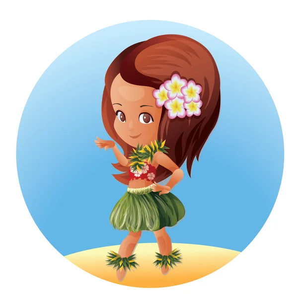 Hula danser Hawaiian stripfiguur — Stockvector