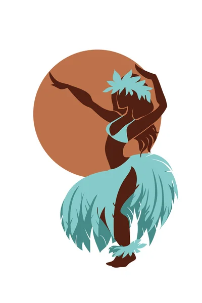 Hula dansçı siluet güneş disk karşı