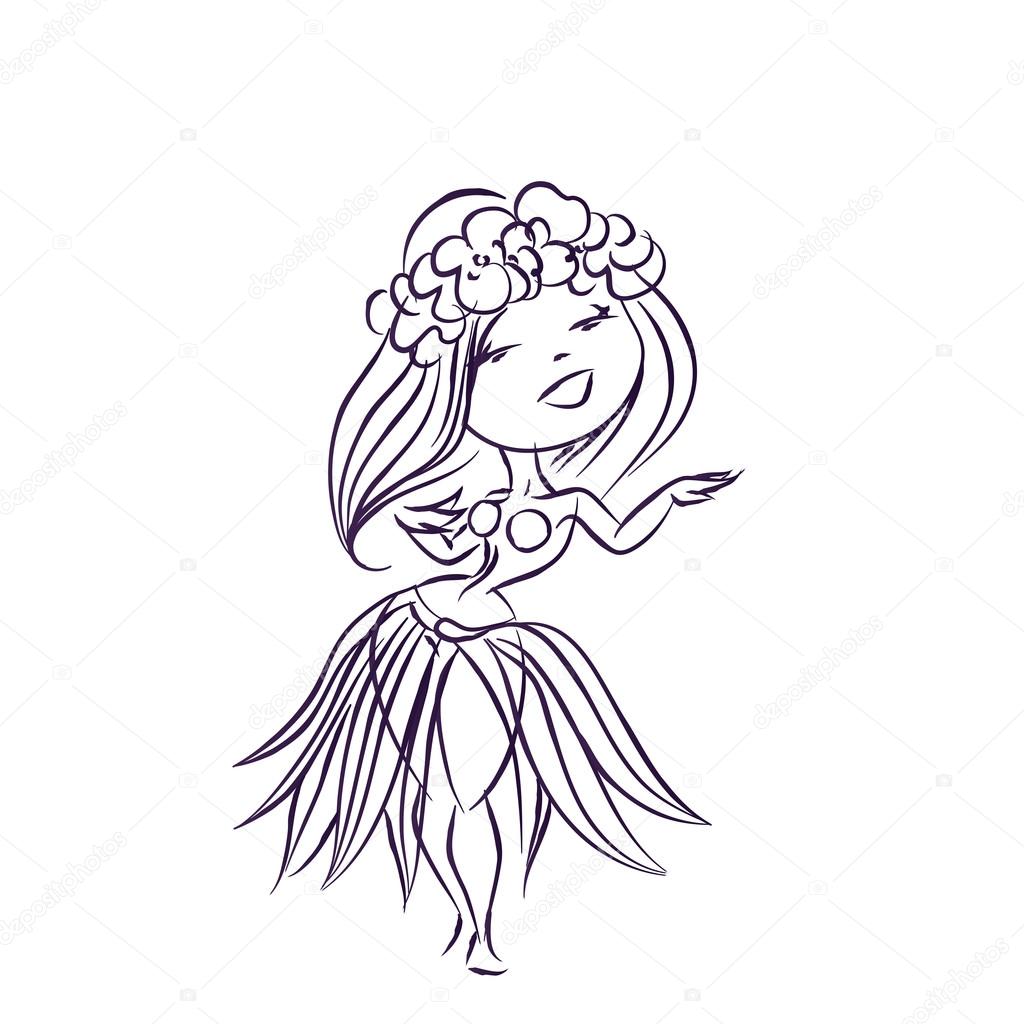 Personaje de dibujos animados hawaiano bailarina Hula Vector de stock  #92024476 de ©jera, image size:1024x1024