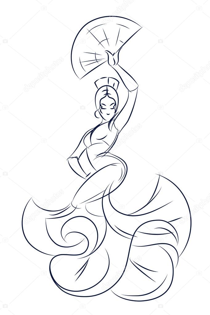 flamenco gypsy dancer ink sketch gesture drawing