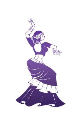 Dans eden kadın ifade poz. düz siluet