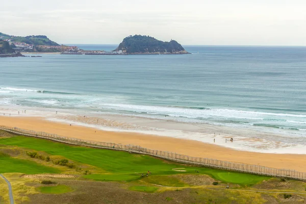 Vista Aérea Del Campo Golf Costa Del Golfo Vizcaya País — Foto de Stock