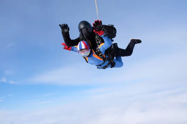 Skydiving Salto Tandem Aventura Ativa — Fotografia de Stock