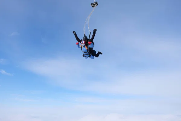 Skydiving Salto Tandem Aventura Ativa — Fotografia de Stock